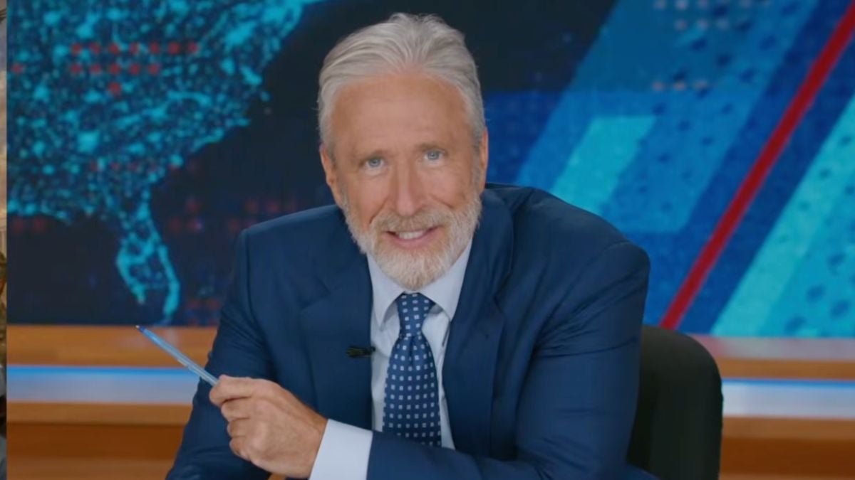 Jon Stewart thinks he looks a lot like the patient in Trump's Jesus meme
